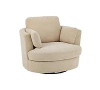 Fauteuil pivotant rond 109x100x89 cm en tissu beige