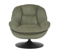 Fauteuil pivotant Topi velours cotelé vert clair