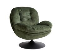 Beliani Fauteuil Pivotant Vintage en Velours avec Assise Rembourré Base Simple Vert Foncé Nolvik