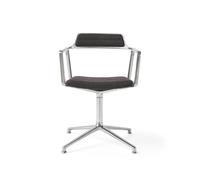 Fauteuil Pivotant Vipp 452 Édition Spéciale avec Patins de Sol, Coloris Tide/Marron Foncé