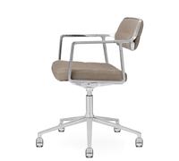 Fauteuil pivotant Vipp 453 / Vipp453, revêtement textile sable foncé, structure en aluminium poli avec roulettes. Vipp OFFREN SPECIALE - VIPP 45333C01 EZ