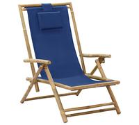 Fauteuil pliant inclinable en bambou gris foncé et tissu vidaXL
