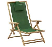 Fauteuil pliant inclinable en bambou gris foncé et tissu vidaXL