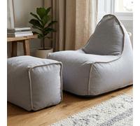 Fauteuil poire enfant avec repose pieds 75x60x65/45x60x35 cm AVEC billes Gris (MBINDR3260-2-SET)