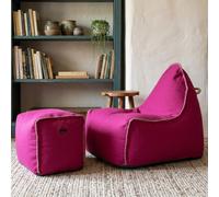 Fauteuil poire enfant avec repose pieds 75x60x65/45x60x35 cm AVEC billes Rose (MBINDR3260-3-SET)