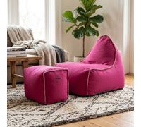 Fauteuil poire enfant avec repose pieds 75x60x65/45x60x35 cm SANS billes Rose (MBINDR3260-3)