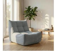 Fauteuil pouf 1 place ergonomique sans montage - TCQPZ - dossier courbé, mousse haute densité, chenille grise