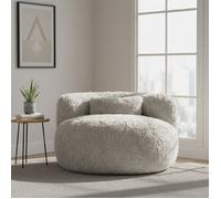 Fauteuil pouf 1 place, pouf compressé, Avec oreiller, mousse haute densité, gris clair