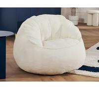 Fauteuil pouf coquillage en tissu bouclette blanc FONADO