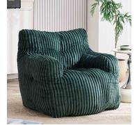 Fauteuil Pouf Moderne Velours Côtelé Vert Moelleux - Fauteuil Paresseux Ergonomique Sans Montage, Style Cocooning Salon Chambre