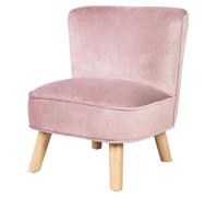 Fauteuil pour enfant avec pieds en bois, revêtement en velours, dimensions 50x44x48 cm, couleur mauve/rose
