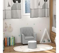 Fauteuil pour enfant avec repose-pieds, dossier à motif losange, assise en mousse et polyester, gris | 45 x 43 x 50,5 cm | Structure en bois | 1,5 à 3 ans