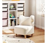Fauteuil pour enfant Sweiko, fauteuil en peluche avec oreilles de nounours, revêtement en polaire, rembourrage en mousse, couleur beige