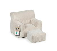Fauteuil pour enfants avec tabouret - Mini-fauteuil souple, ergonomique & mobile, pour chambre d'enfant 40x45x35 cm + 25x25x15 cm - Beige