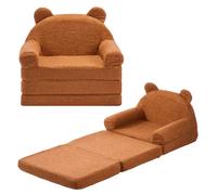 Fauteuil pour Enfants Convertible 2-en-1-VEVOR-Canapé-lit Pliable et Moelleux-avec Accoudoirs-Marron, M