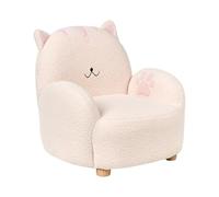 Fauteuil pour Enfants en Bou n Forme de Chat Rembourré Blanc Cassé Zoar