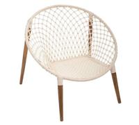 Atmosphera - Fauteuil Raina tressé blanc - Coton et teck