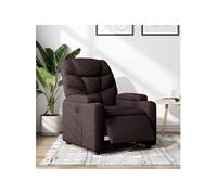Fauteuil réglable électrique tissu marron foncé