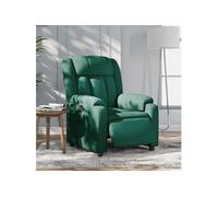 vidaXL Fauteuil inclinable électrique – Chaise relaxation, dossier et accoudoirs, tissu vert foncé