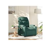 vidaXL Fauteuil de relaxation inclinable avec porte-gobelets, dossier et accoudoirs tissu vert foncé