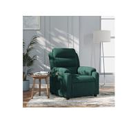 vidaXL Fauteuil inclinable vert foncé velours