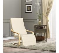 fauteuil relax 1 place avec repose-jambes réglable 5 positions, structure en bouleau, crème 66,5x94x100 cm ORVRYN