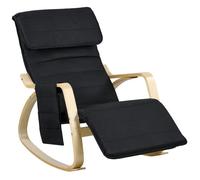 Fauteuil relax à bascule - HOMCOM - fauteuil allaitement avec repose-pieds réglable, poche latérale et appui-tête, noir