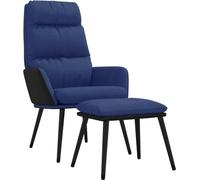 Fauteuil relax avec pouf Bleu Tissu et similicuir