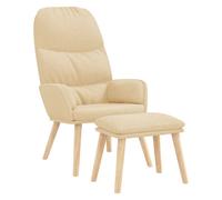 Fauteuil relax avec pouf Crème Tissu