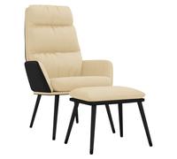 Fauteuil relax avec pouf Crème Tissu et similicuir