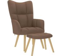Fauteuil relax avec pouf Marron Tissu