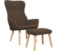 Fauteuil relax avec pouf Marron Tissu