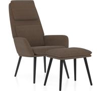 Fauteuil relax avec pouf Marron Tissu