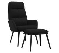 Fauteuil relax avec pouf Noir Tissu et similicuir