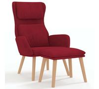 Fauteuil relax avec pouf vin rouge velours