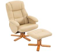 Fauteuil relax avec repose-pied - HOMCOM - pivotant 360° - dossier inclinable - charge 120 Kg - beige