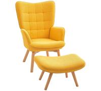 Fauteuil relax avec repose-pieds | Couleur : Jaune | Dimensions : 80x72x101 cm