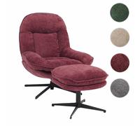 Fauteuil relax avec repose-pieds HWC-P32 Chenille (370 g/m²) baie