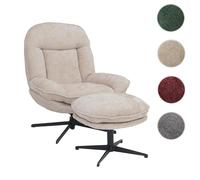 Fauteuil relax avec repose-pieds HWC-P32 Chenille (370 g/m²) crème