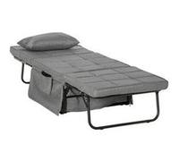 HOMCOM Fauteuil chauffeuse lit convertible dossier inclinable 5 positions 1 place - tissu gris