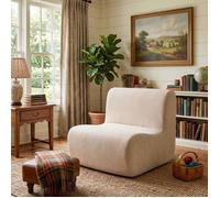Fauteuil relax - Chaise ergonomique - Velours beige - 1 place déhoussable - Ergonomique