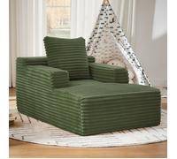 Fauteuil relax compressé 1 place en velours côtelé avec accoudoirs et dossier haut mousse haute densité vert