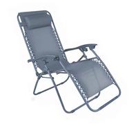 Fauteuil relax de jardin en acier et textilène inclinable bleu foncé Monaco - Oviala
