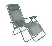 Fauteuil relax de jardin en acier et textilène inclinable vert gris Monaco - Oviala