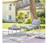Fauteuil relax de jardin LAMBINIO Blanc Gris clair Aluminium traité époxy - Oléfine Hespéride
