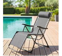 Fauteuil relax de jardin SILOS Anthracite 5 positions - Acier traité époxy, Texaline Hespéride