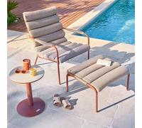 Fauteuil relax de jardin SOLANI Acajou Acier traité époxy, Traitement anti-rouille renforcé, Texaline Hespéride