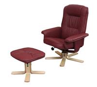 Fauteuil relax /de relaxation M56 avec pouf, simili-cuir, bordeaux