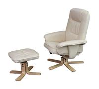 Fauteuil relax /de relaxation M56 avec pouf, simili-cuir, crème
