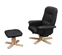 Fauteuil Relax/de Relaxation M56 avec Pouf, Simili-Cuir, Noir